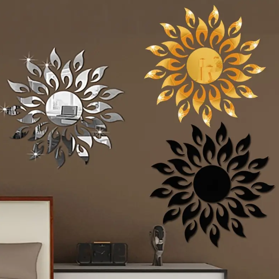 Sun Flame 3D Acrylic Mirror Wall Decoration for Home Wall Office Wall Stylish and Latest Product